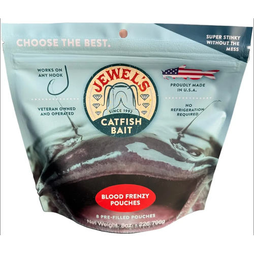 Jewel's Catfish Bait - Pre-Filled Bait Pouches -Blood Frenzy