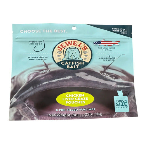 Jewel's Catfish Bait - Pre-Filled Bait Pouches - Chicken Liver Craze (NEW)